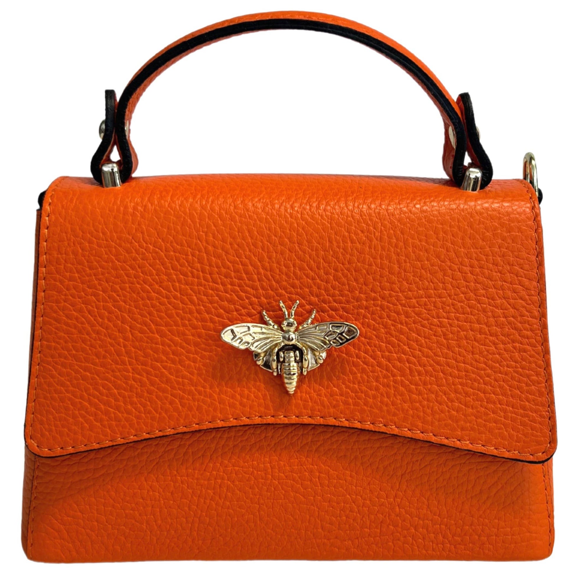 Sac à bandoulière pour femme en cuir véritable avec fermeture Ape: Orange