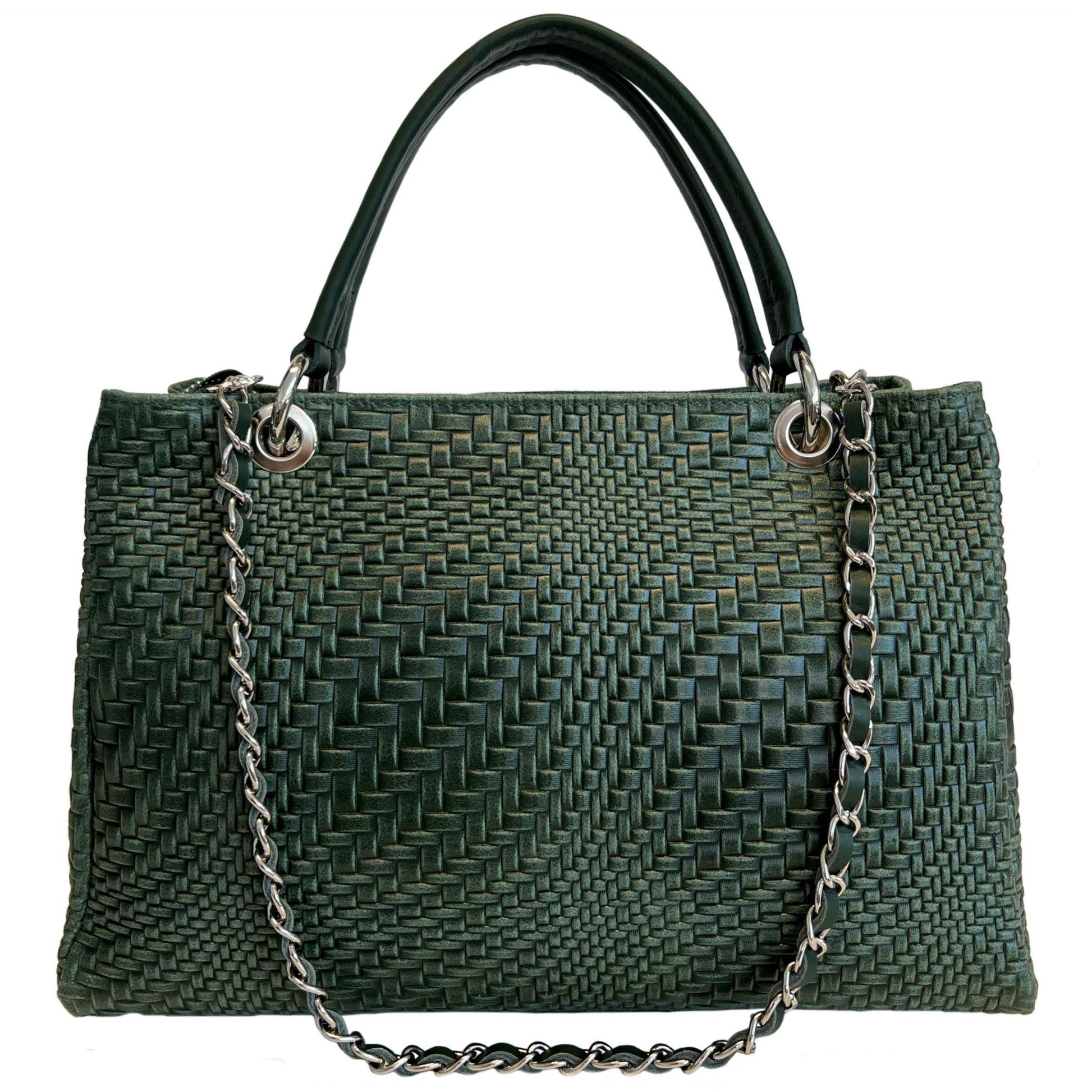 Sac à main Modarno pour femme en cuir véritable avec bandoulière: Nuit verte