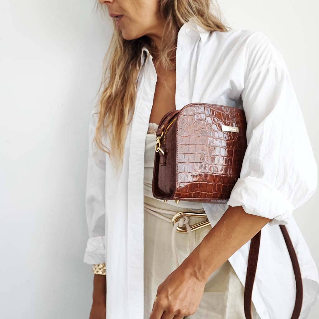 Sac bandoulière Casandra marron cognac