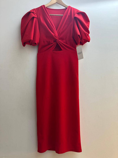 6247U Robe midi uni: Rouge