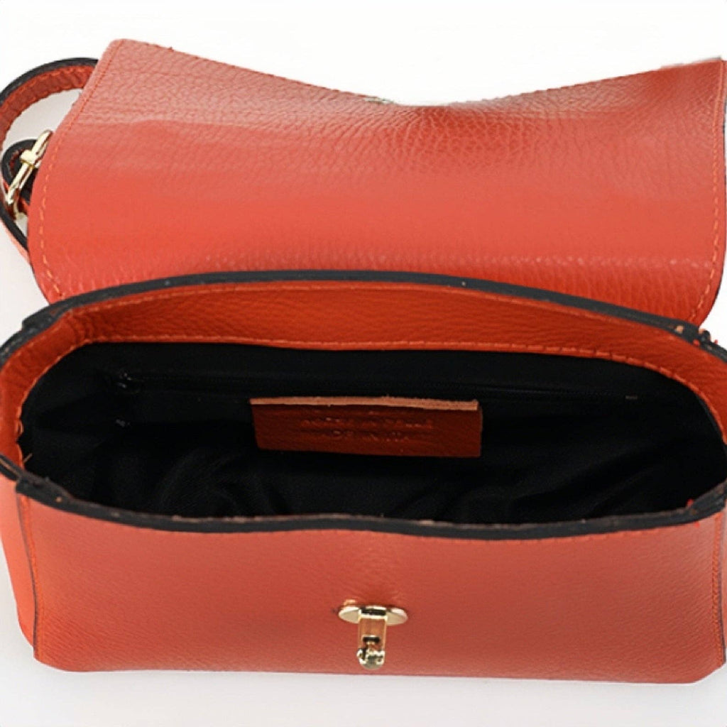 Sac à bandoulière pour femme en cuir véritable avec fermeture Ape: Orange