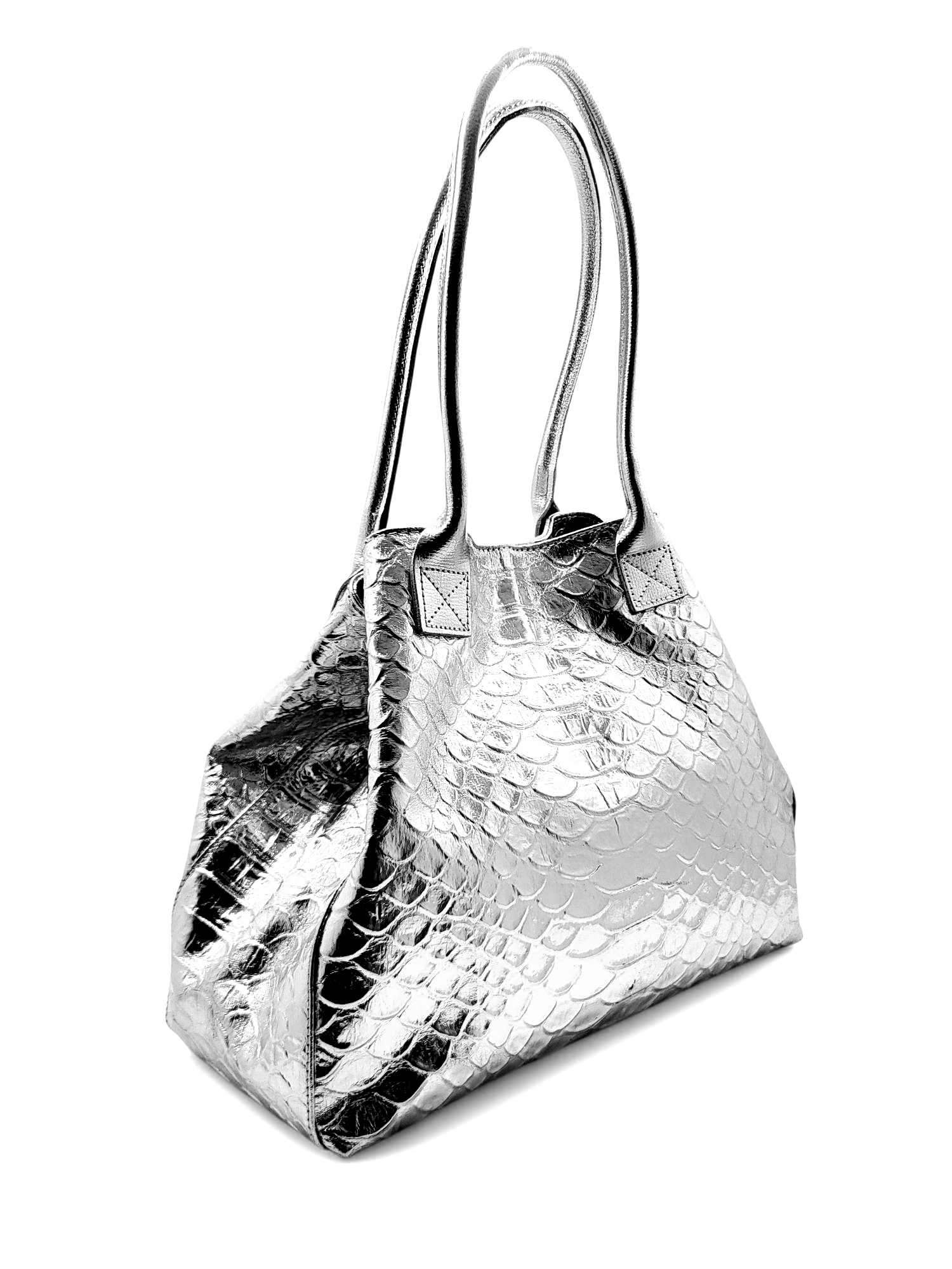 Sac cuir LOLA Croco - Argento Edition Limitée