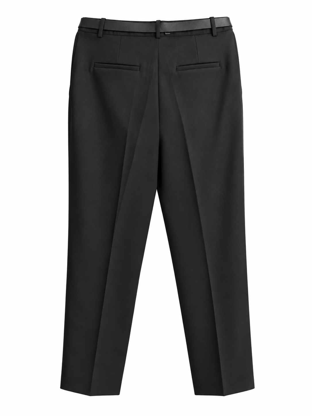Pantalon tailleur noir chic avec ceinture