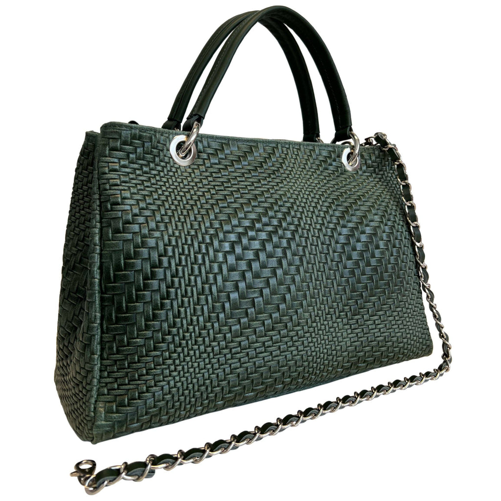 Sac à main Modarno pour femme en cuir véritable avec bandoulière: Nuit verte