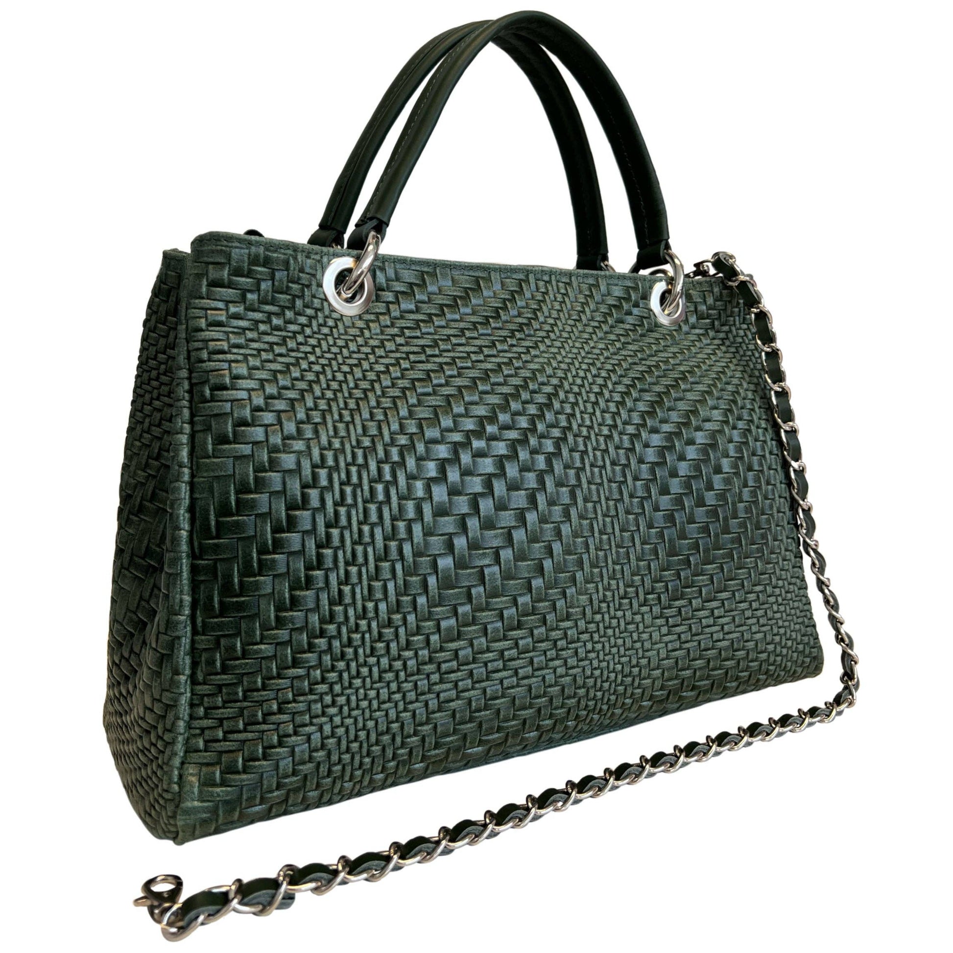 Sac à main Modarno pour femme en cuir véritable avec bandoulière: Nuit verte
