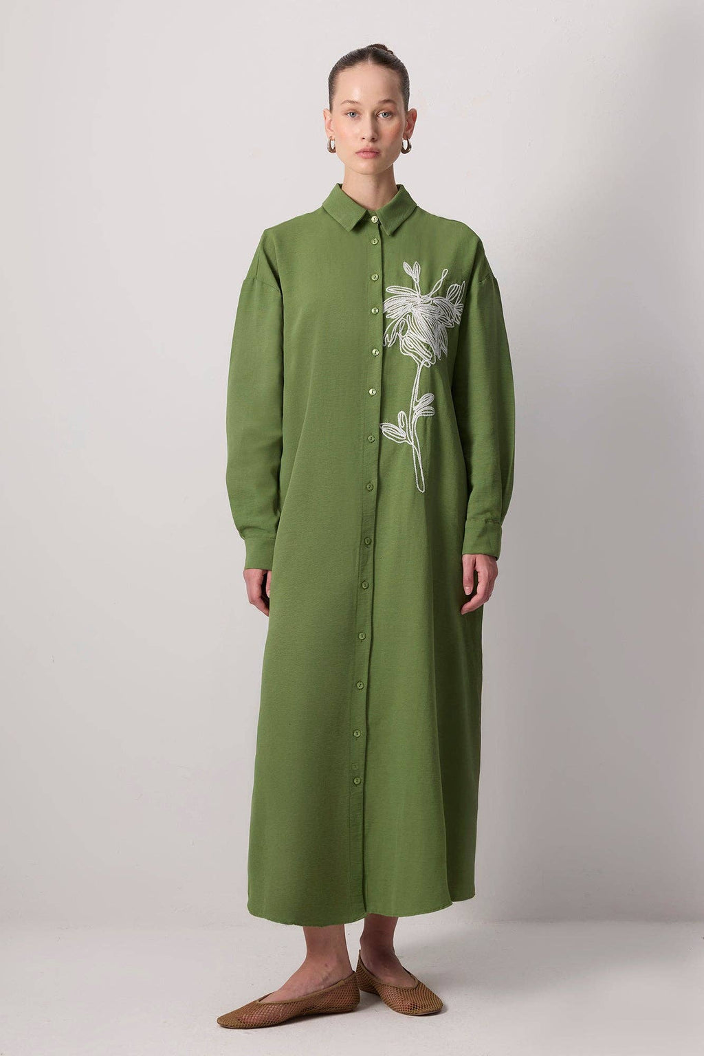 ROBE BRODÉE TEXTURÉE NATURELLE