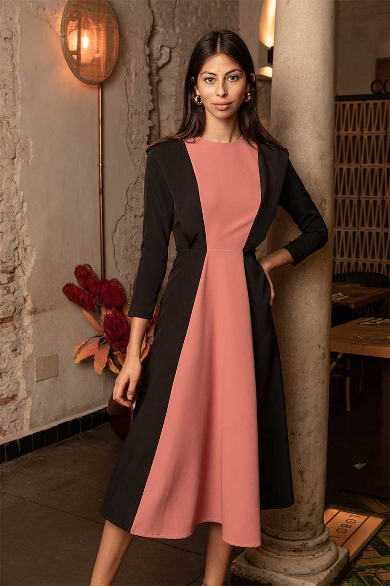 Robe Jana bicolore noir/rose - HIVER/HIVER 2022: UNIQUE / XS