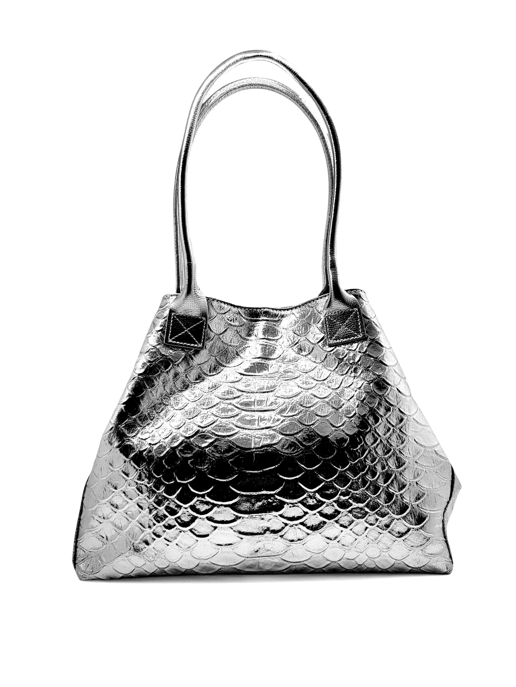 Sac cuir LOLA Croco - Argento Edition Limitée