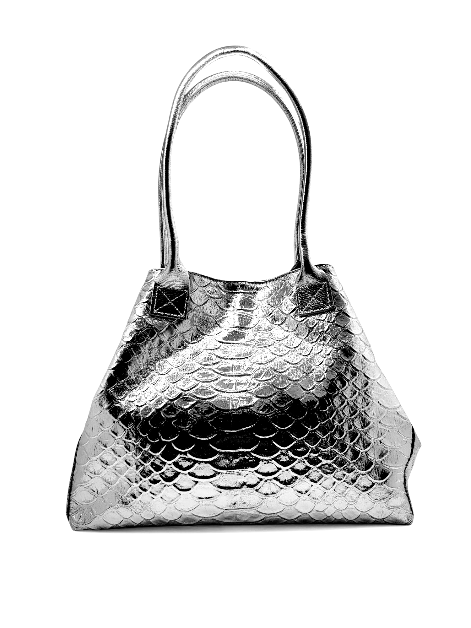 Sac cuir LOLA Croco - Argento Edition Limitée