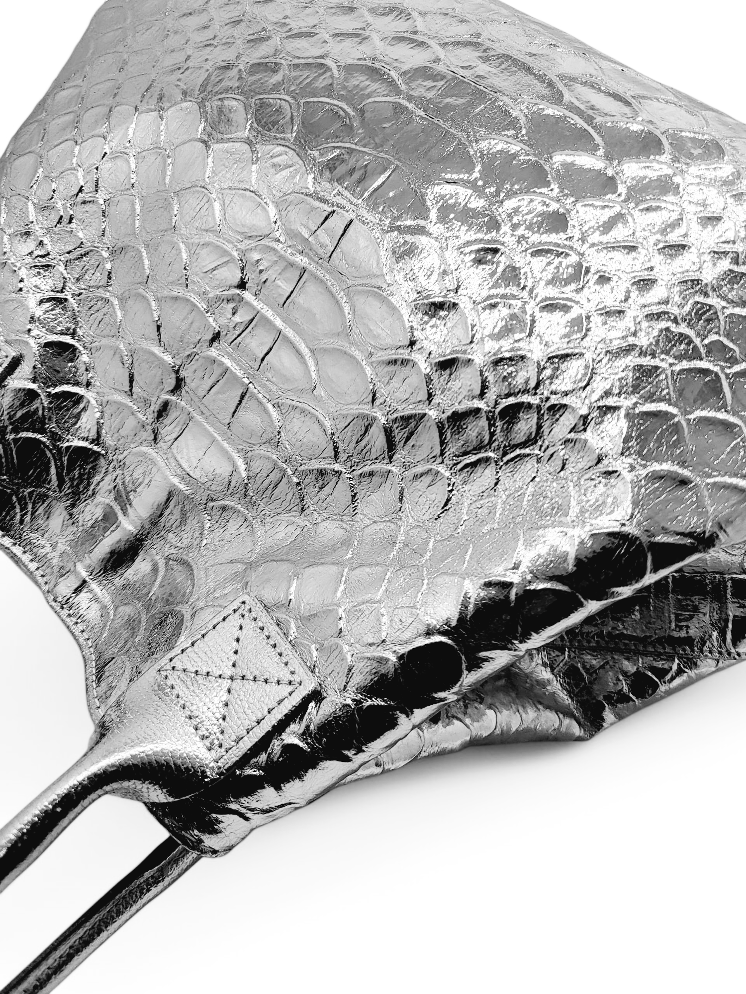 Sac cuir LOLA Croco - Argento Edition Limitée
