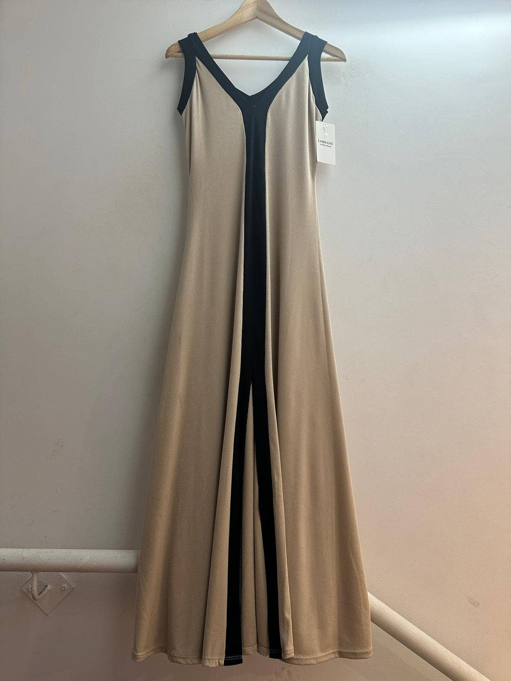 9655 robe débardeur longues avec fente devant taille unique : Noir / Taille unique