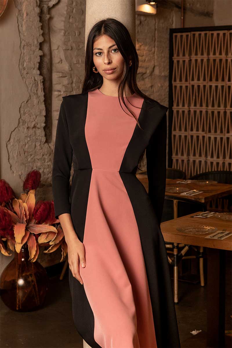 Robe Jana bicolore noir/rose - HIVER/HIVER 2022: UNIQUE / XS