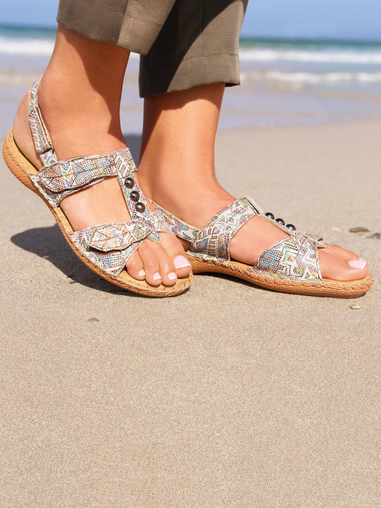 Sandales ultra souples en cuir (1005251_0017): Imprimé Multicolore / 40