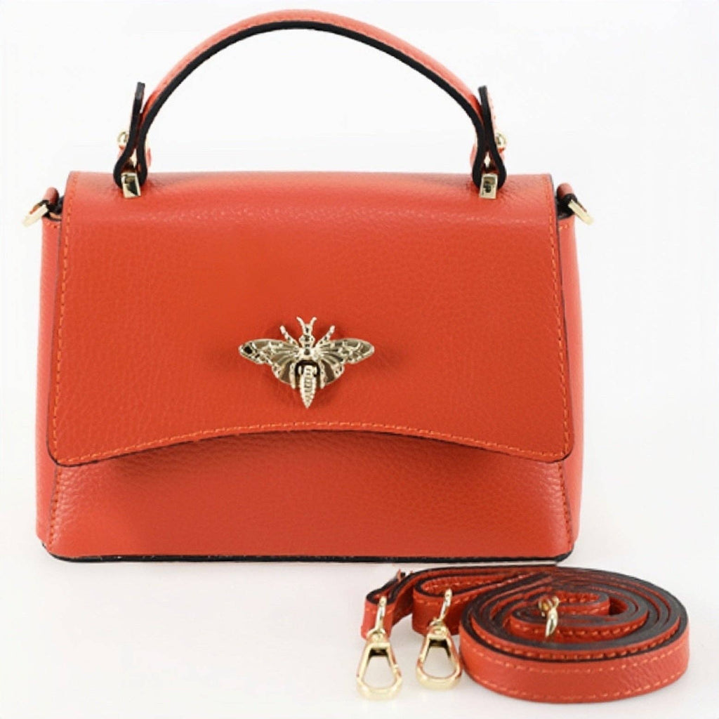 Sac à bandoulière pour femme en cuir véritable avec fermeture Ape: Orange