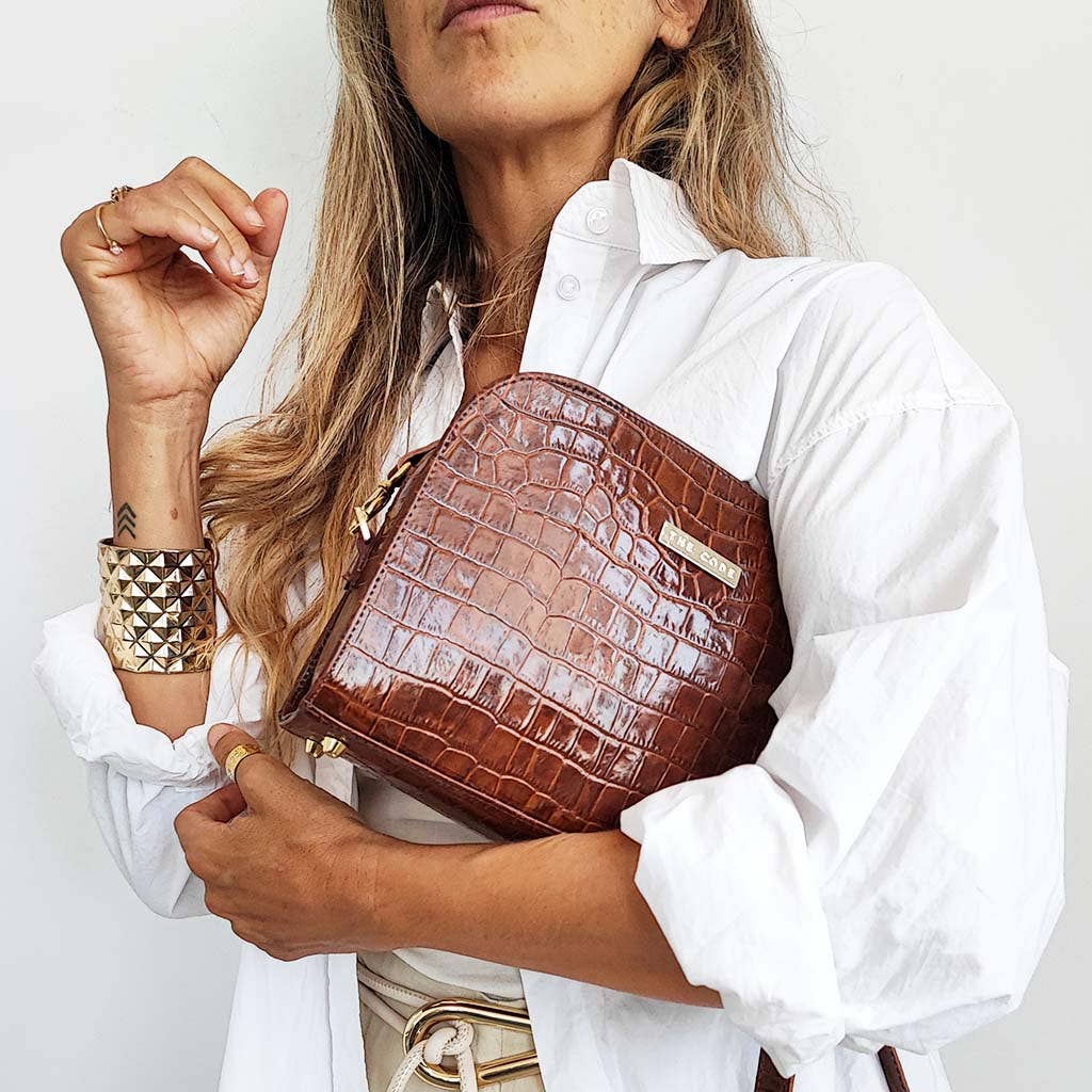 Sac bandoulière Casandra marron cognac