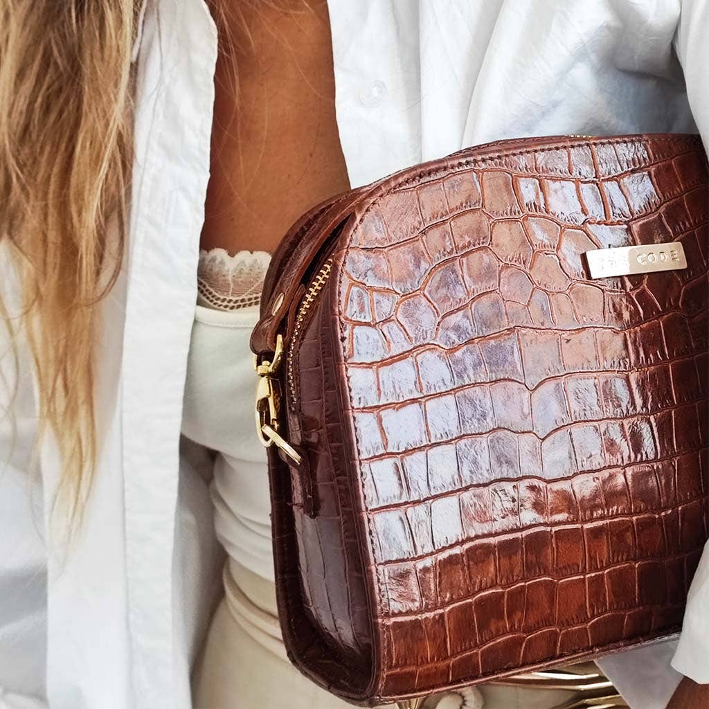 Sac bandoulière Casandra marron cognac