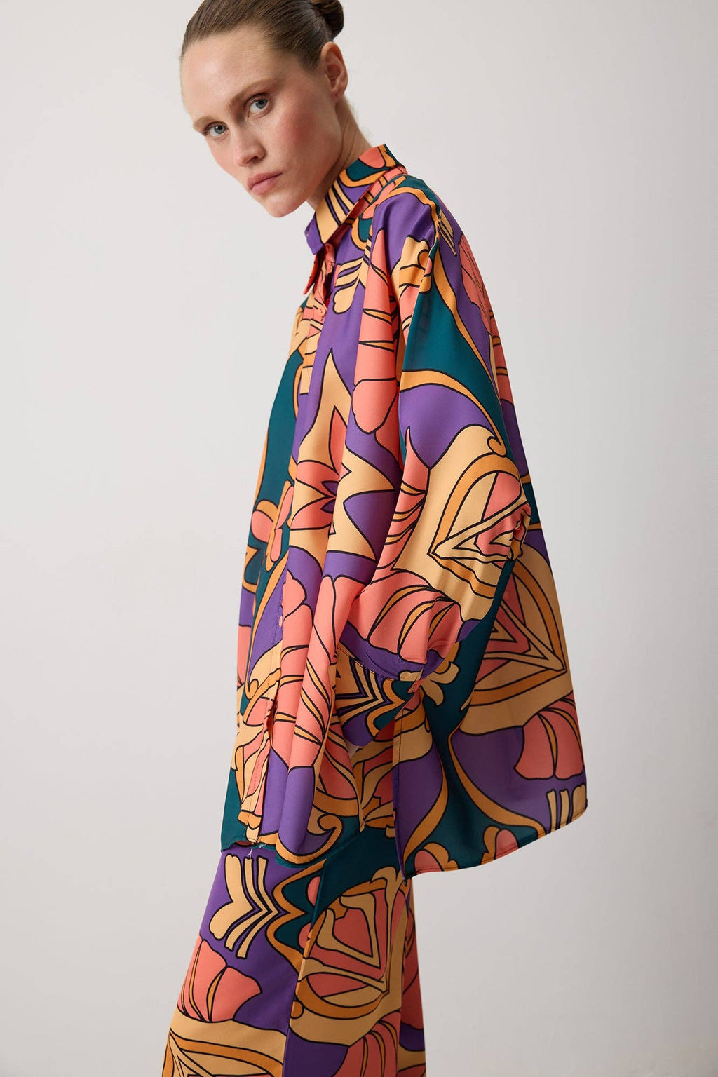 ENSEMBLE CHEMISE ET PANTALON À MOTIFS: Orange