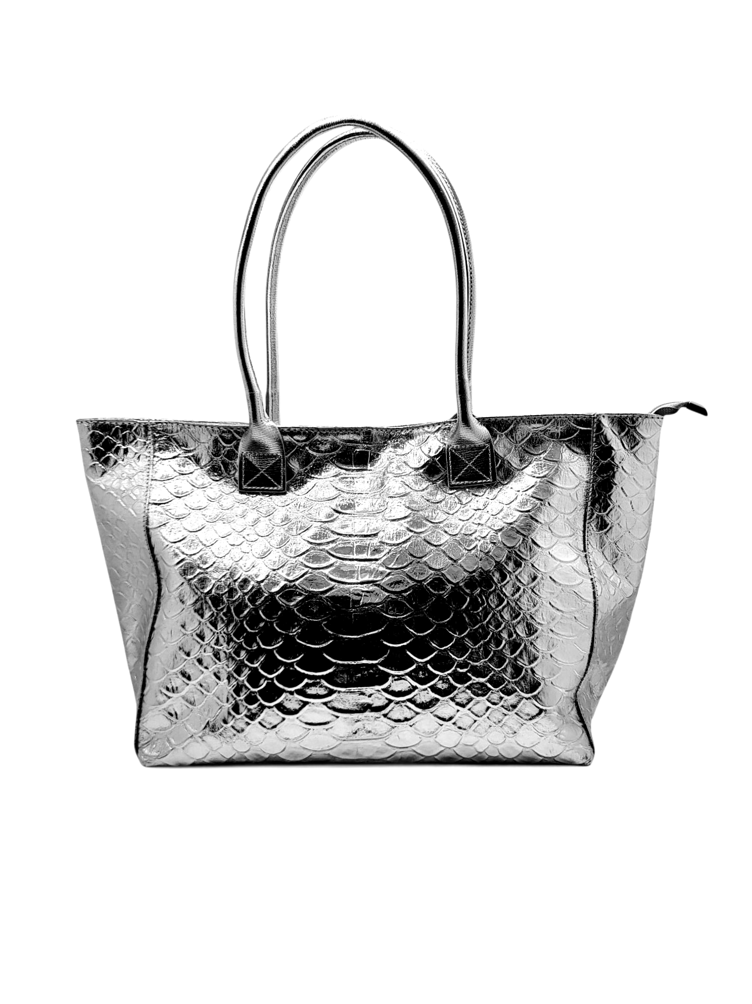 Sac cuir LOLA Croco - Argento Edition Limitée