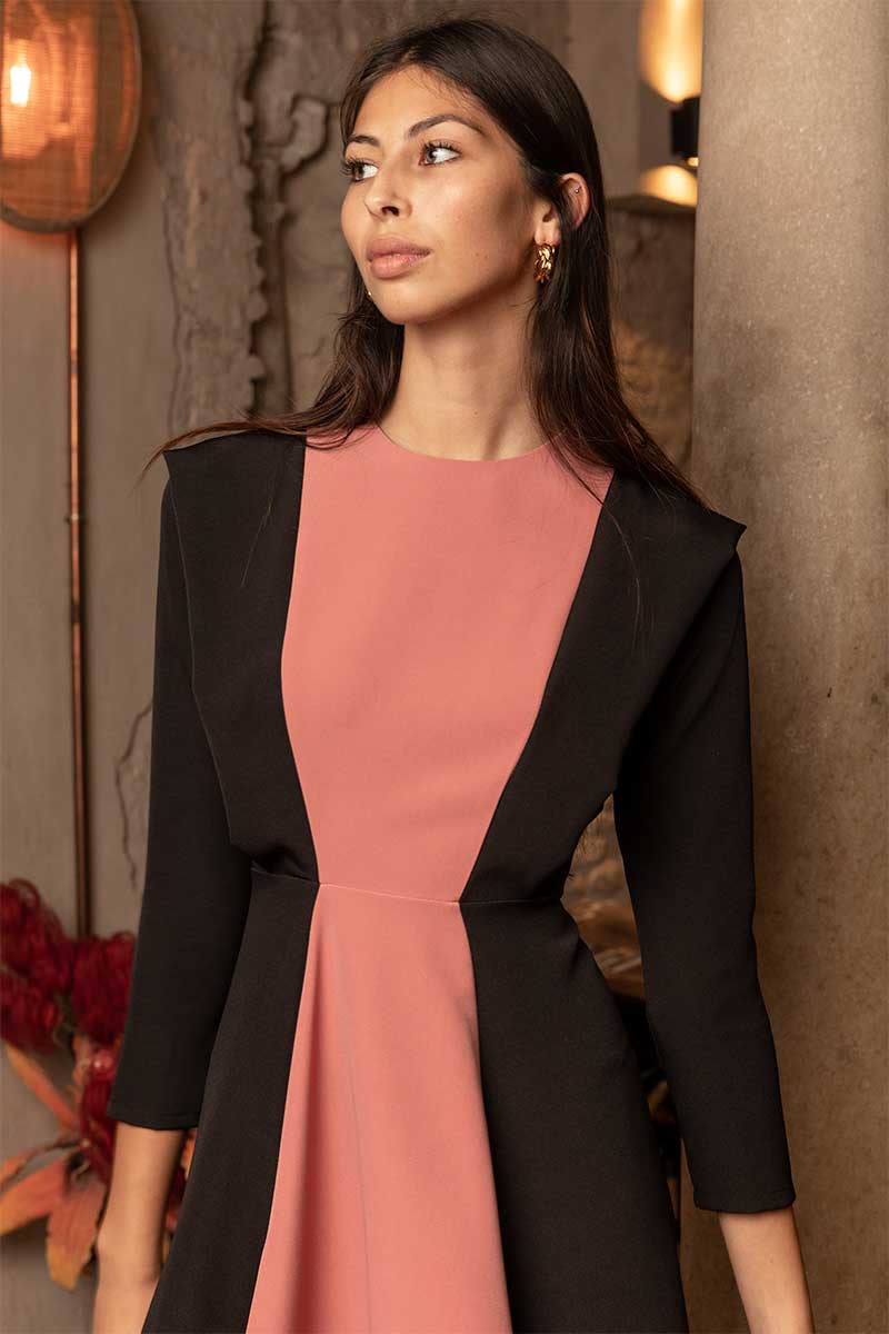 Robe Jana bicolore noir/rose - HIVER/HIVER 2022: UNIQUE / XS