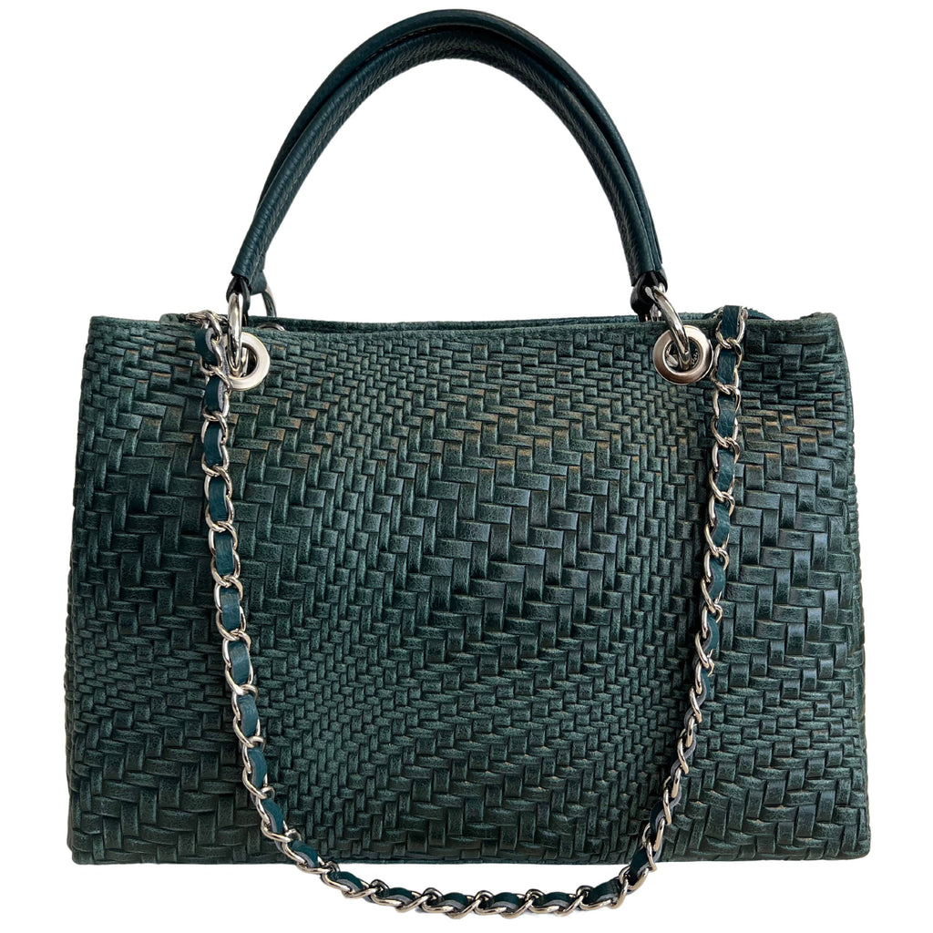 Sac à main Modarno pour femme en cuir véritable avec bandoulière: Nuit verte
