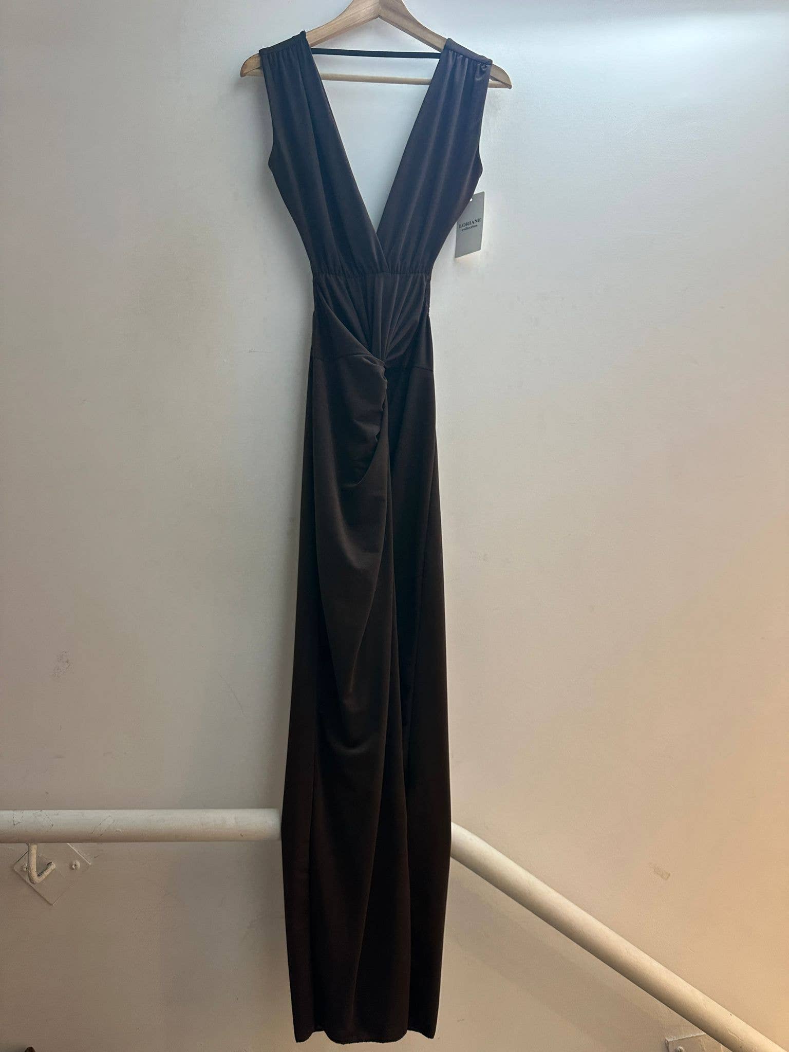 5997 Robe longue uni dos nu taille unique: NOIR / Taille unique