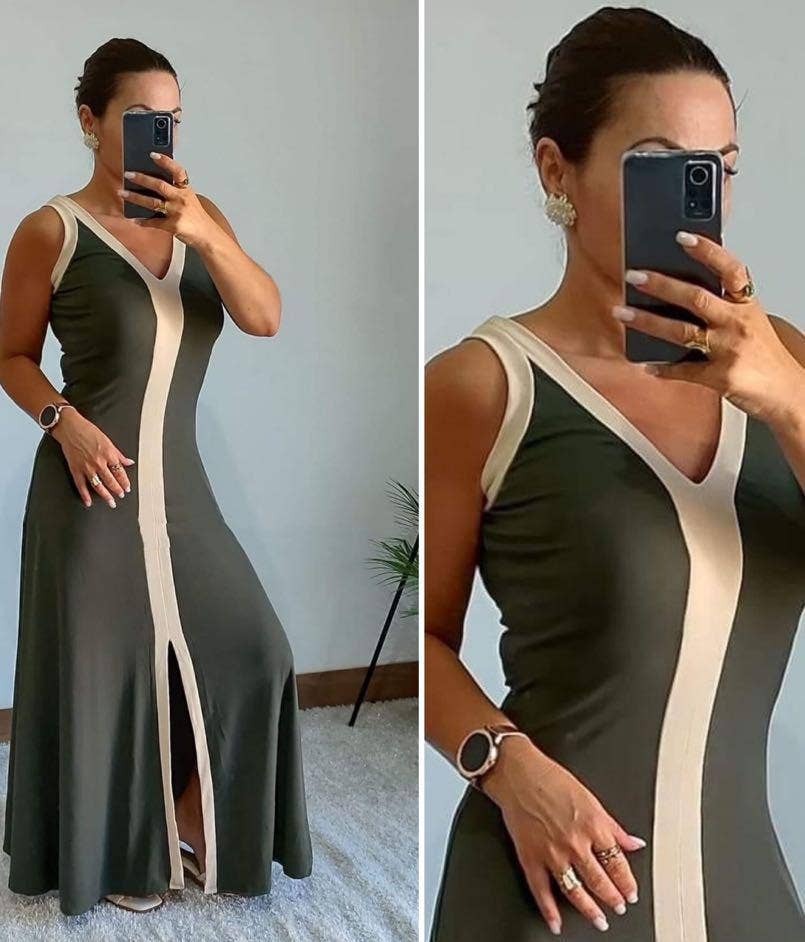 9655 robe débardeur longues avec fente devant taille unique : Noir / Taille unique
