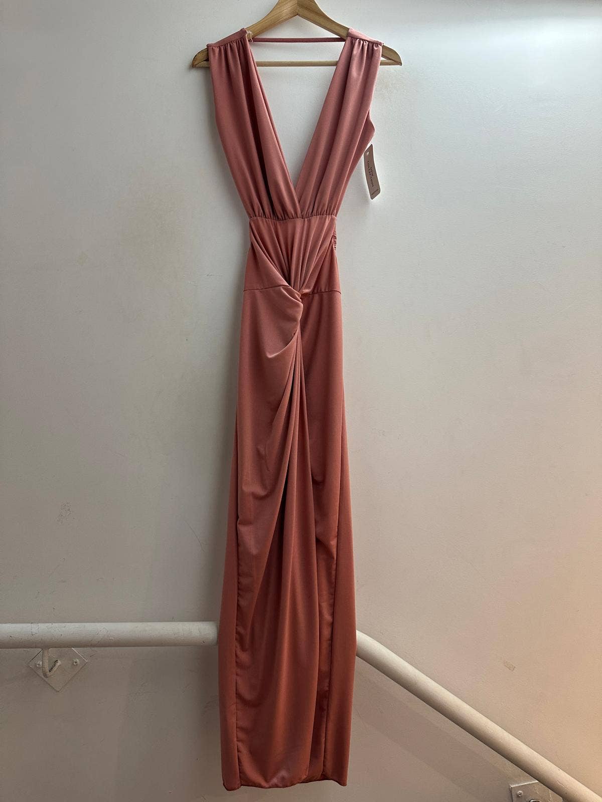 5997 Robe longue uni dos nu taille unique: NOIR / Taille unique
