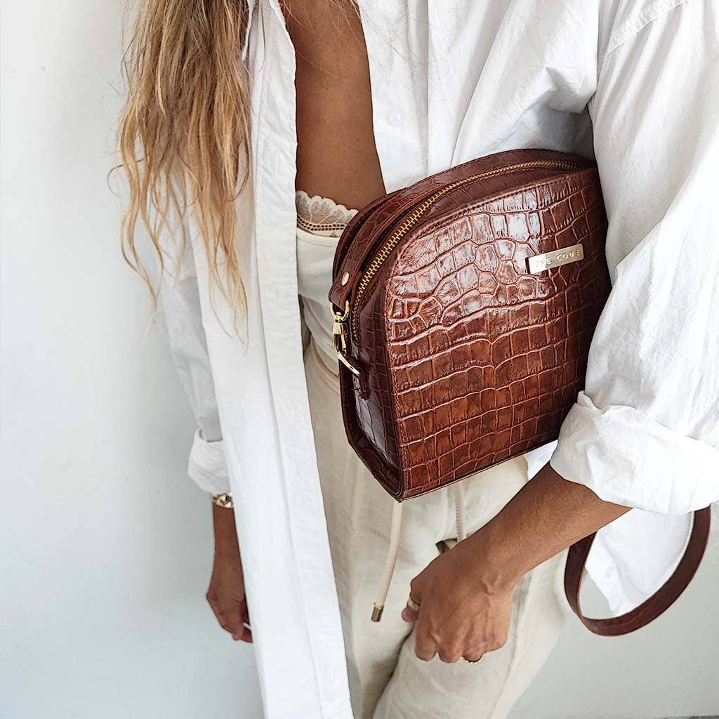 Sac bandoulière Casandra marron cognac