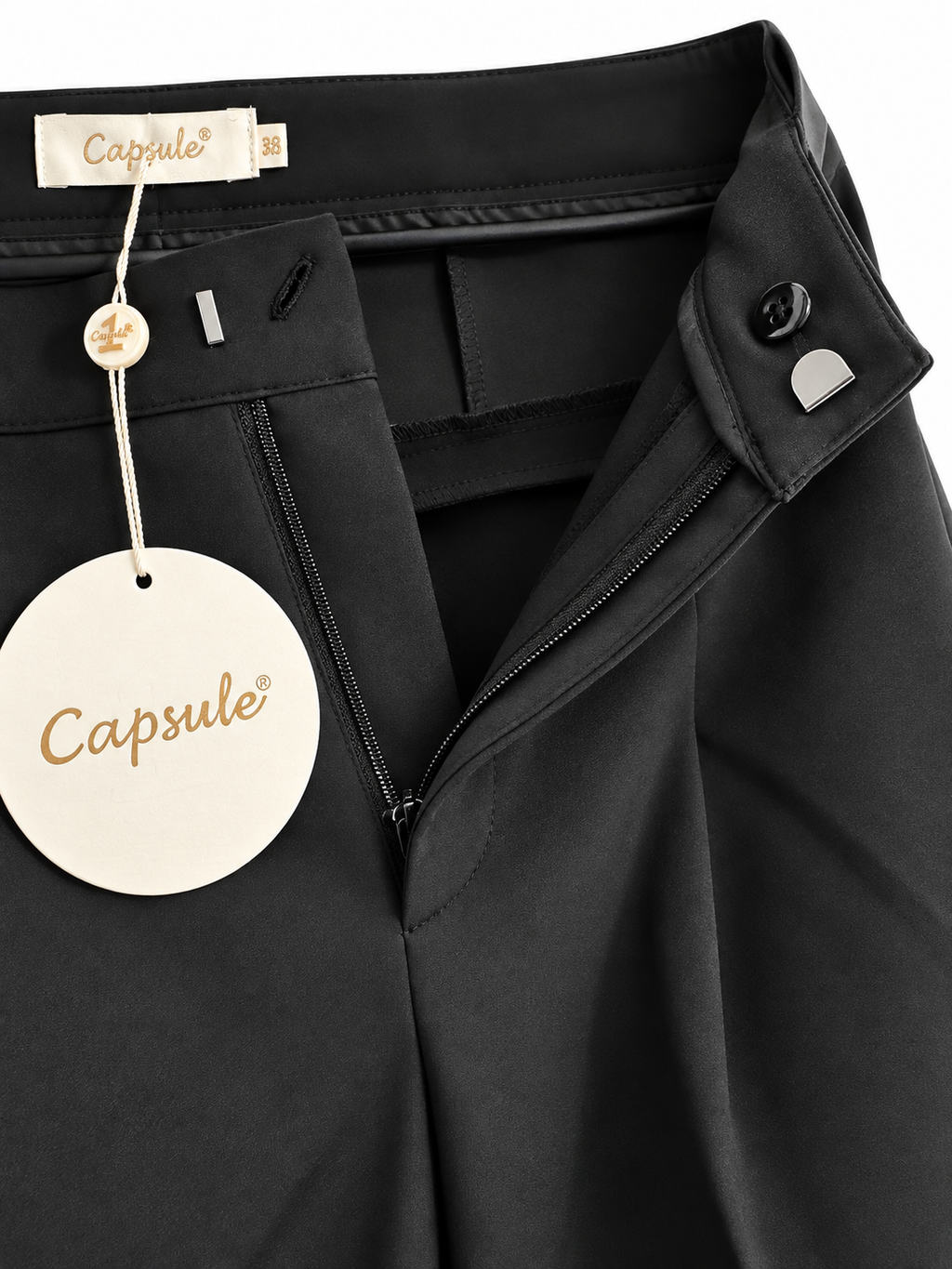 Pantalon tailleur noir chic avec ceinture