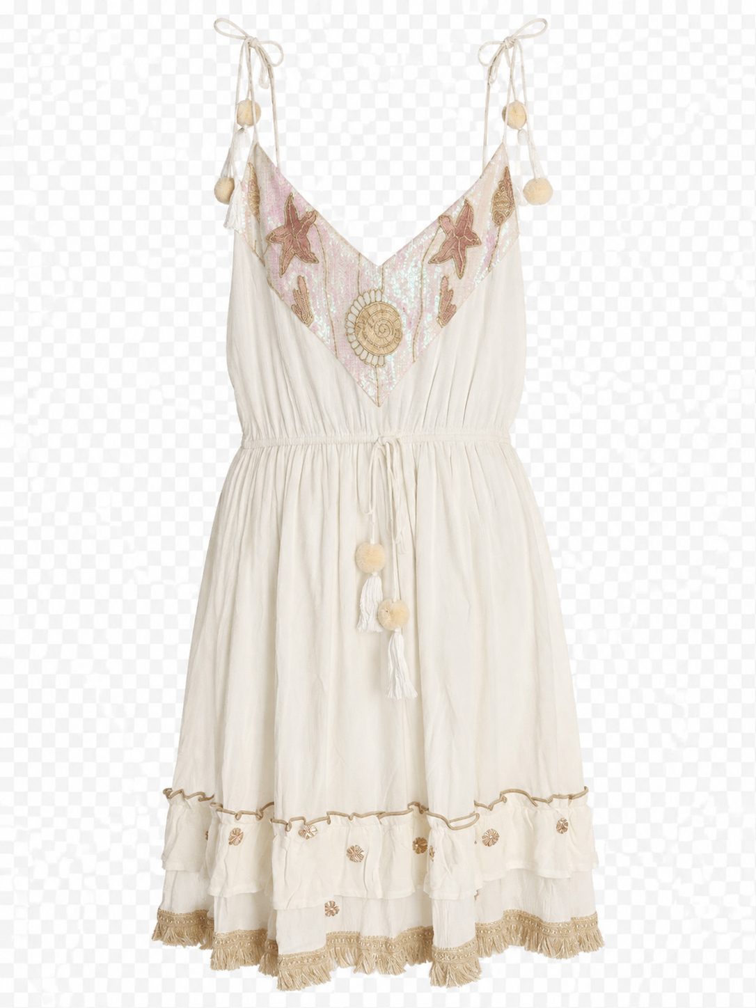 Élégante, lumineuse et résolument estivale, la Robe Riviera séduit par son style bohème chic et ses magnifiques détails inspirés de l’univers marin.