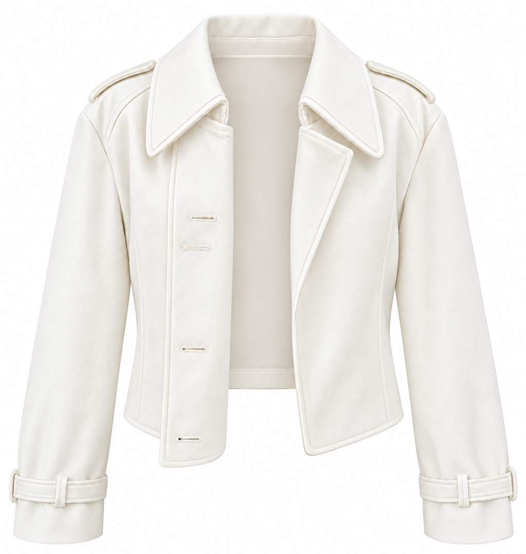 Veste courte ivoire Élégance à double boutonnage