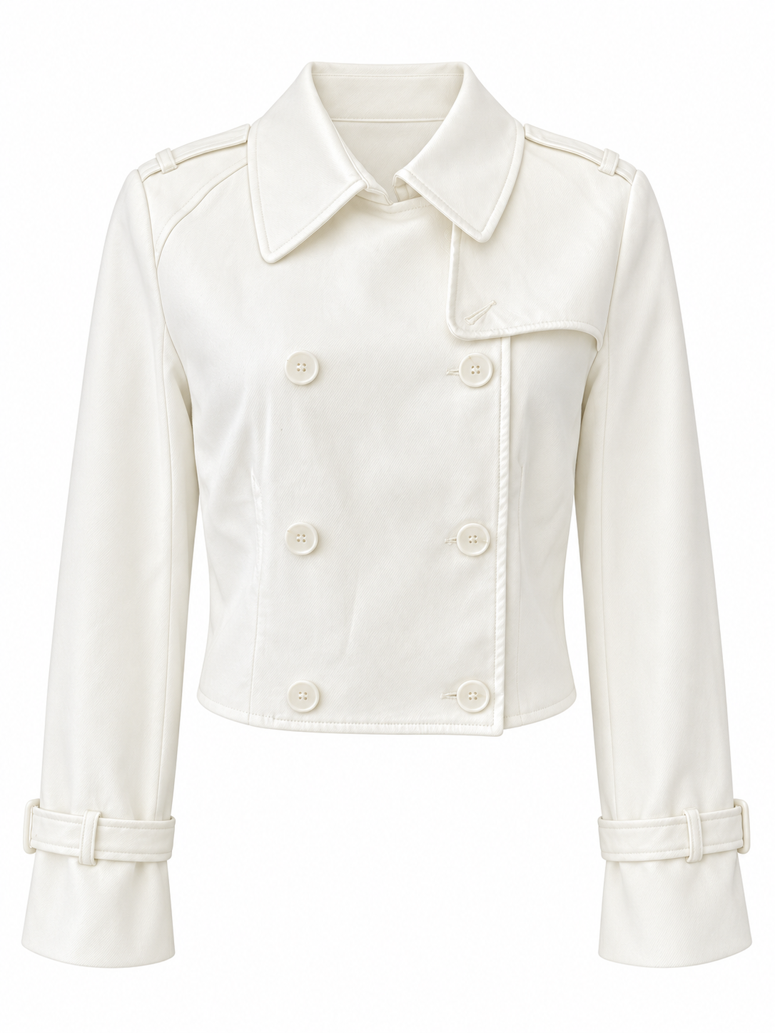 Veste courte ivoire Élégance à double boutonnage