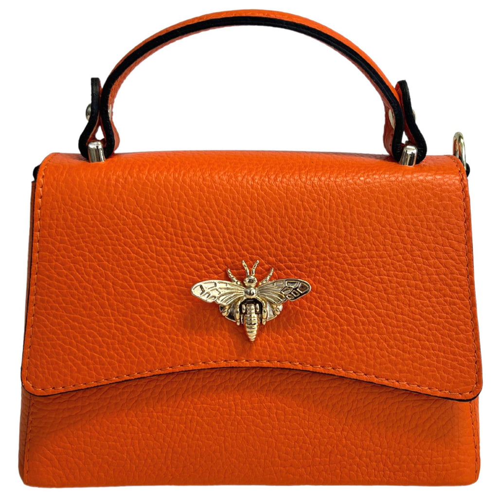Sac à bandoulière pour femme en cuir véritable avec fermeture Ape: Orange