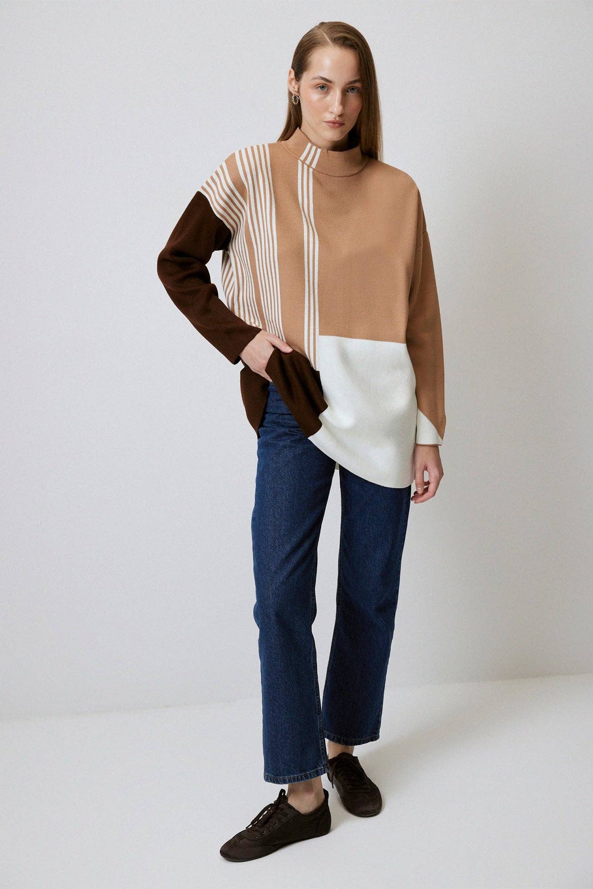 TUNIQUE EN TRICOT AVEC BANDE D'ENCOLURE