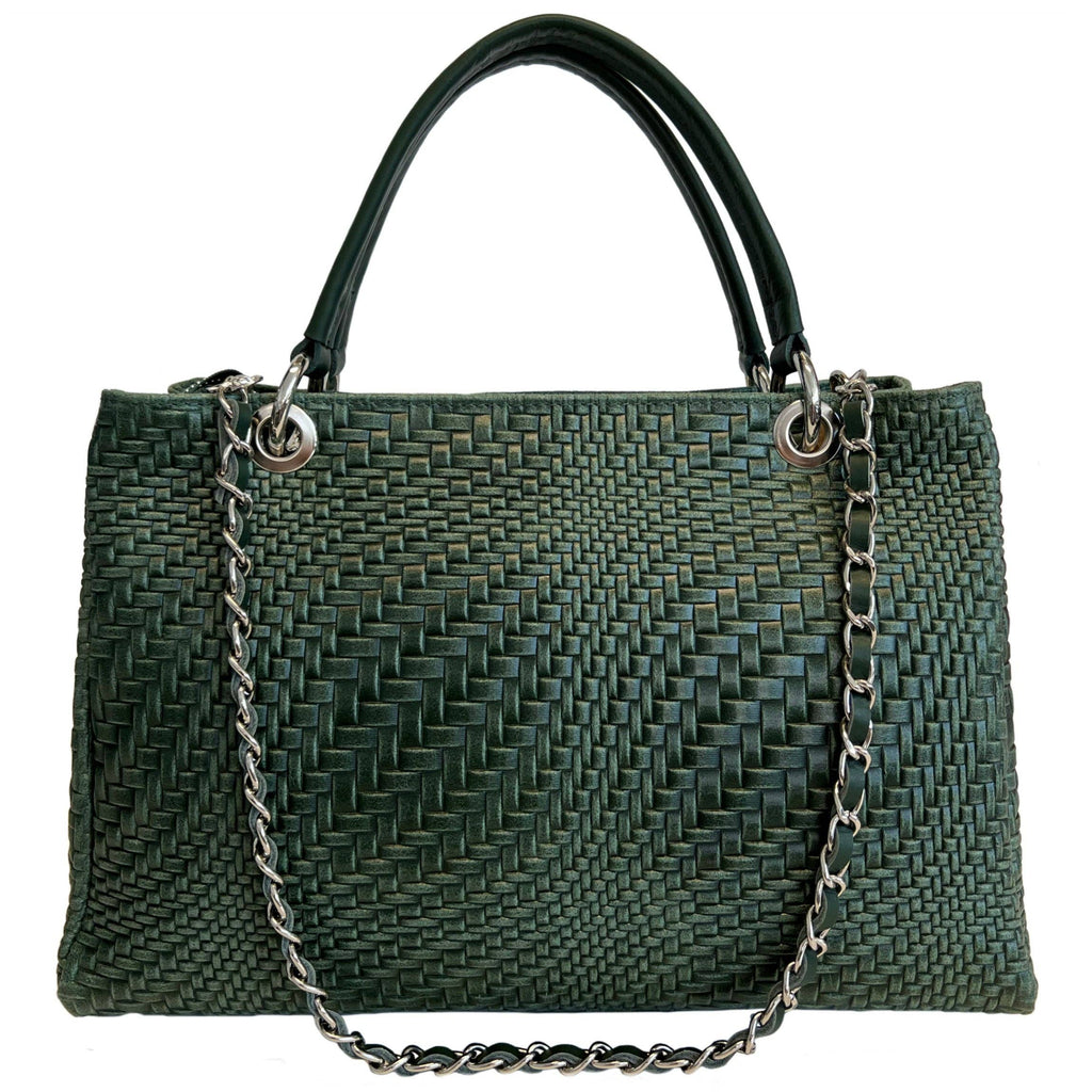 Sac à main Modarno pour femme en cuir véritable avec bandoulière: Nuit verte