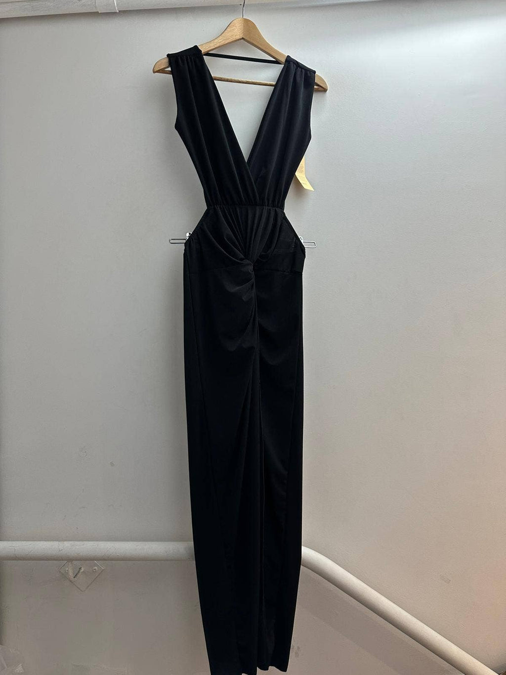 5997 Robe longue uni dos nu taille unique: NOIR / Taille unique