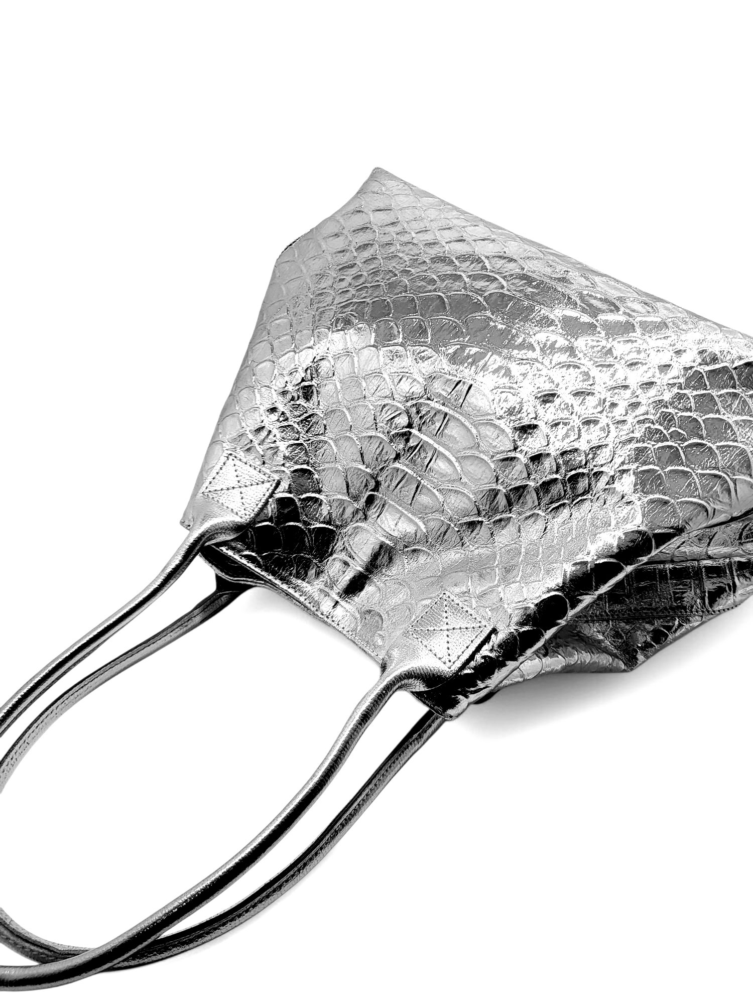 Sac cuir LOLA Croco - Argento Edition Limitée
