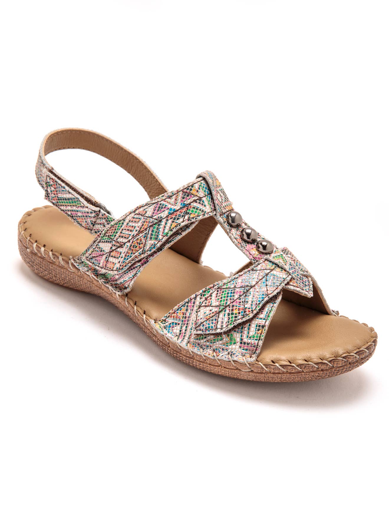 Sandales ultra souples en cuir (1005251_0017): Imprimé Multicolore / 40