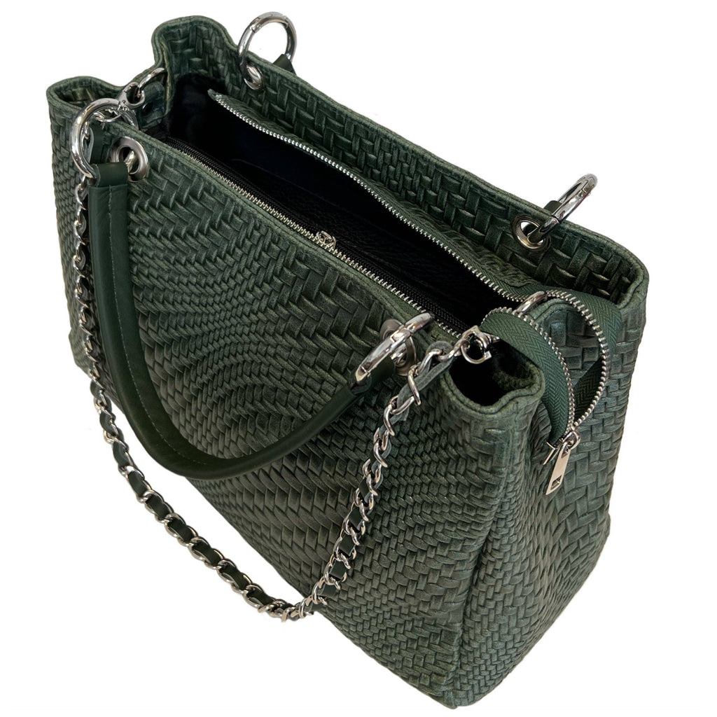 Sac à main Modarno pour femme en cuir véritable avec bandoulière: Nuit verte