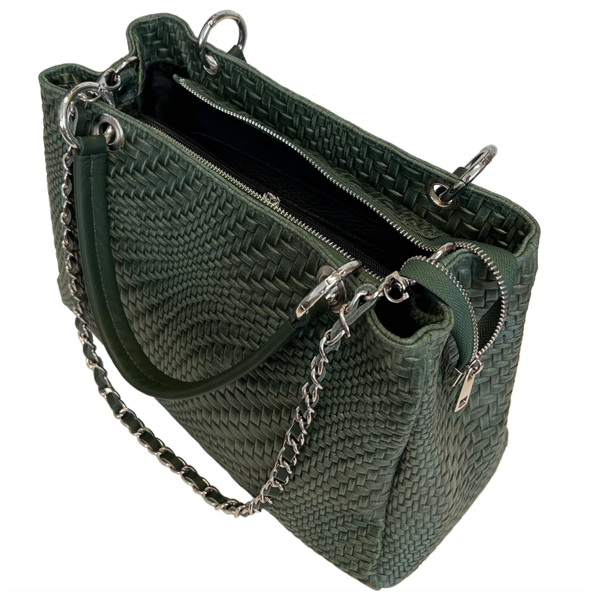 Sac à main Modarno pour femme en cuir véritable avec bandoulière: Nuit verte