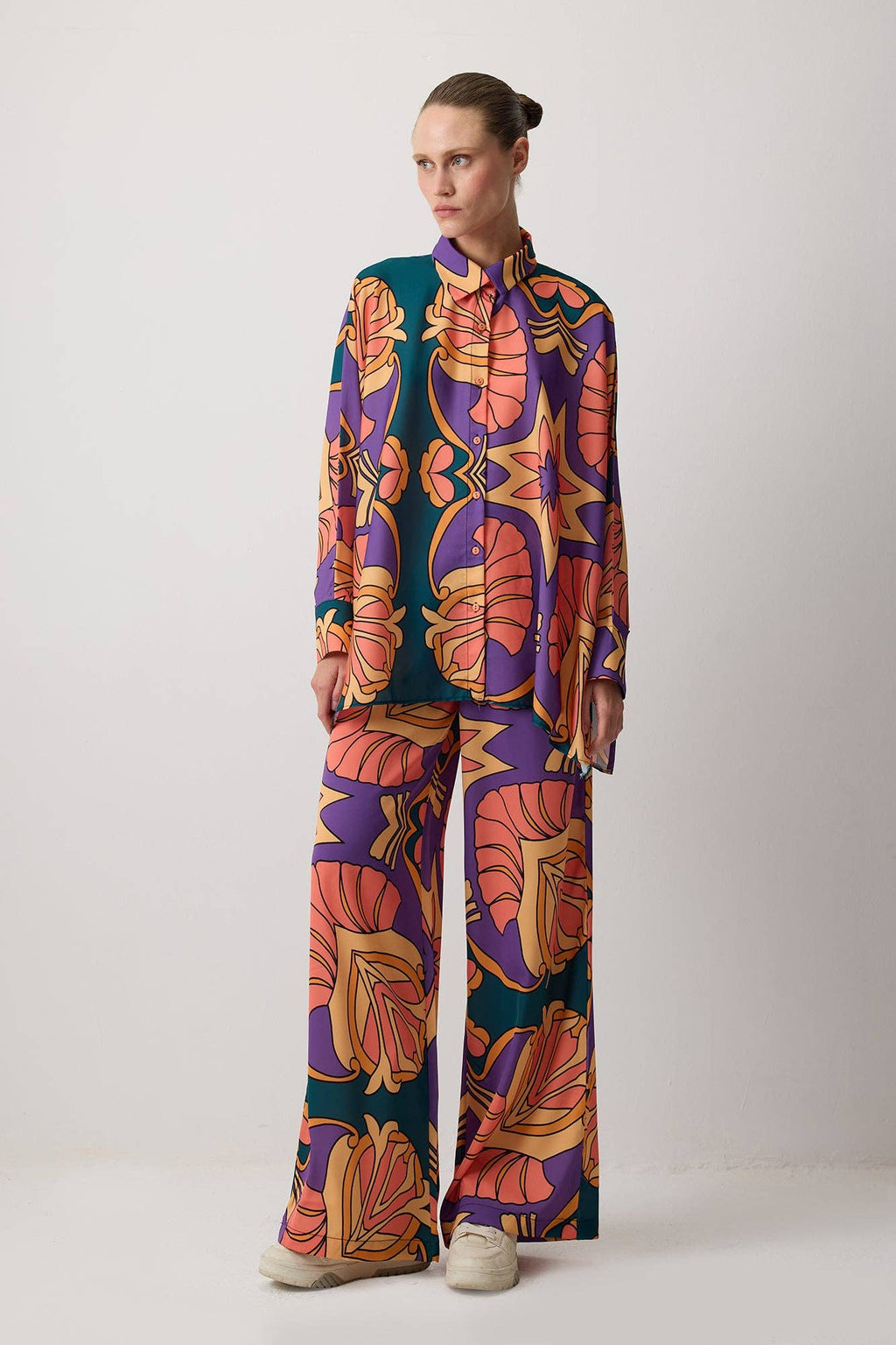 ENSEMBLE CHEMISE ET PANTALON À MOTIFS: Orange