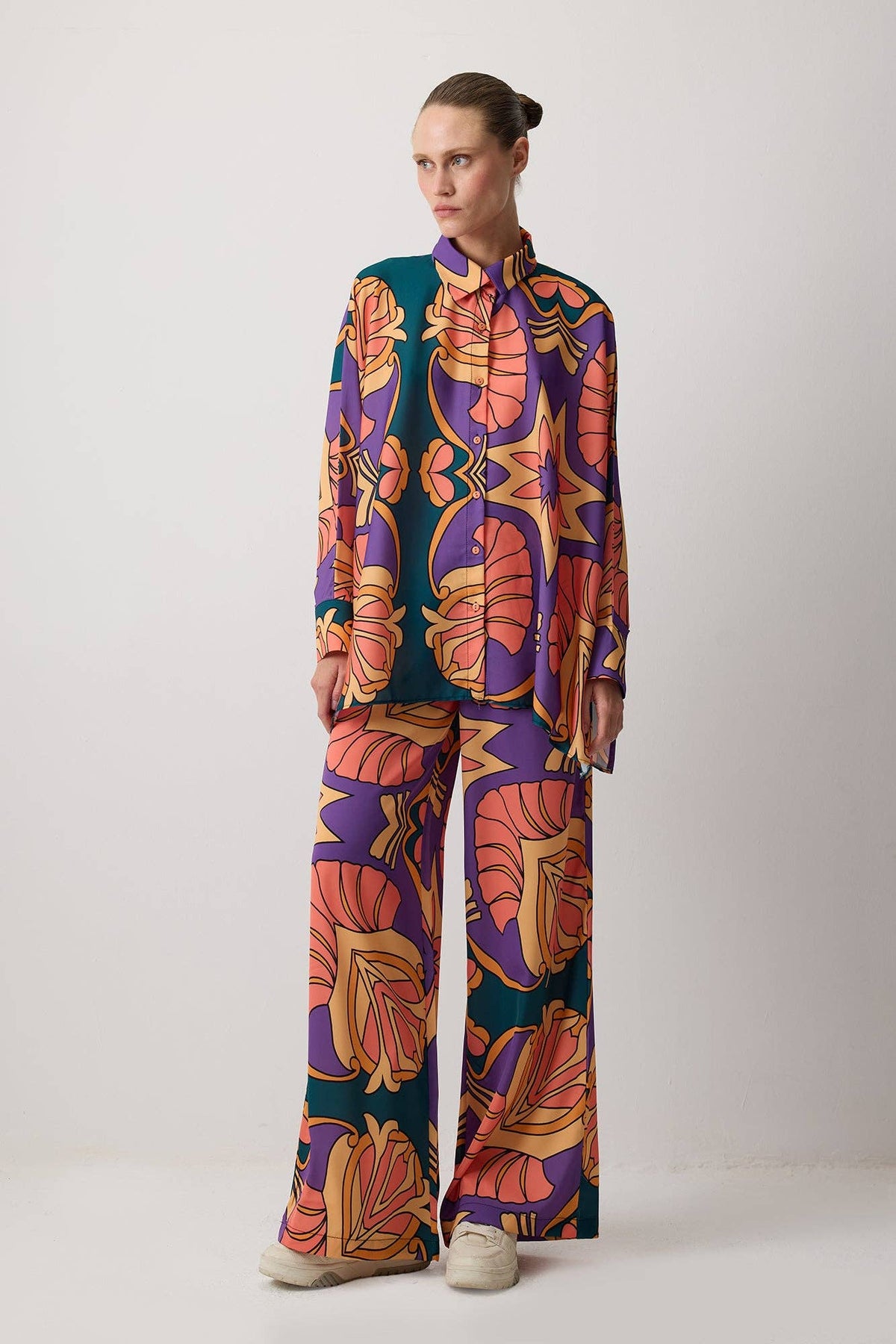 ENSEMBLE CHEMISE ET PANTALON À MOTIFS: Orange