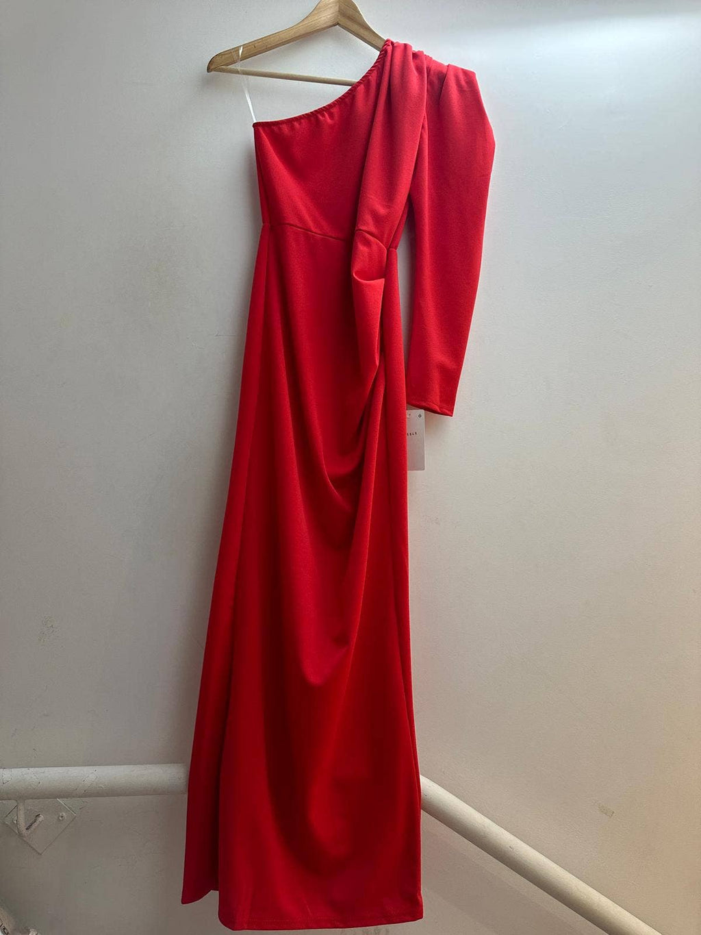 6849  robe longue avec une manche taille unique: Rouille / Taille unique