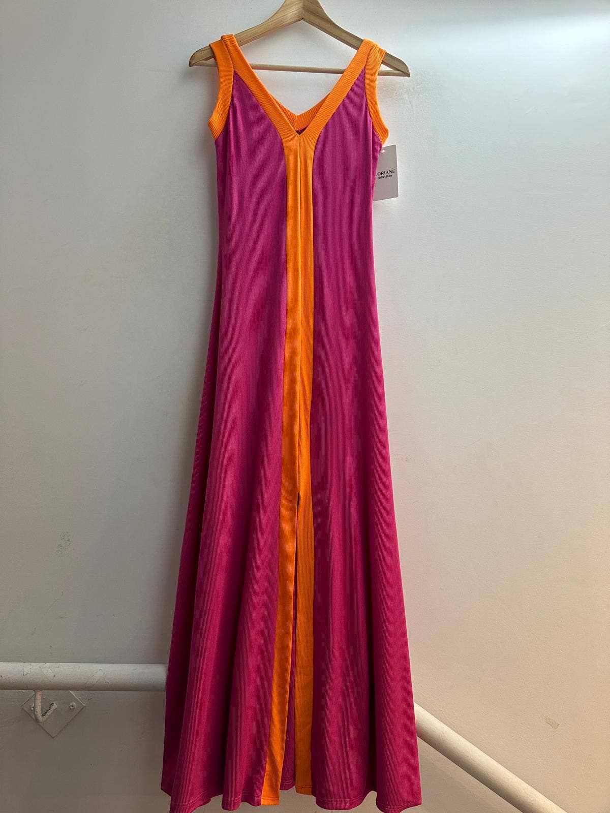 9655 robe débardeur longues avec fente devant taille unique : Noir / Taille unique